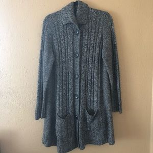 Faded Glory White and Gray Knit Long Cardigan 3x